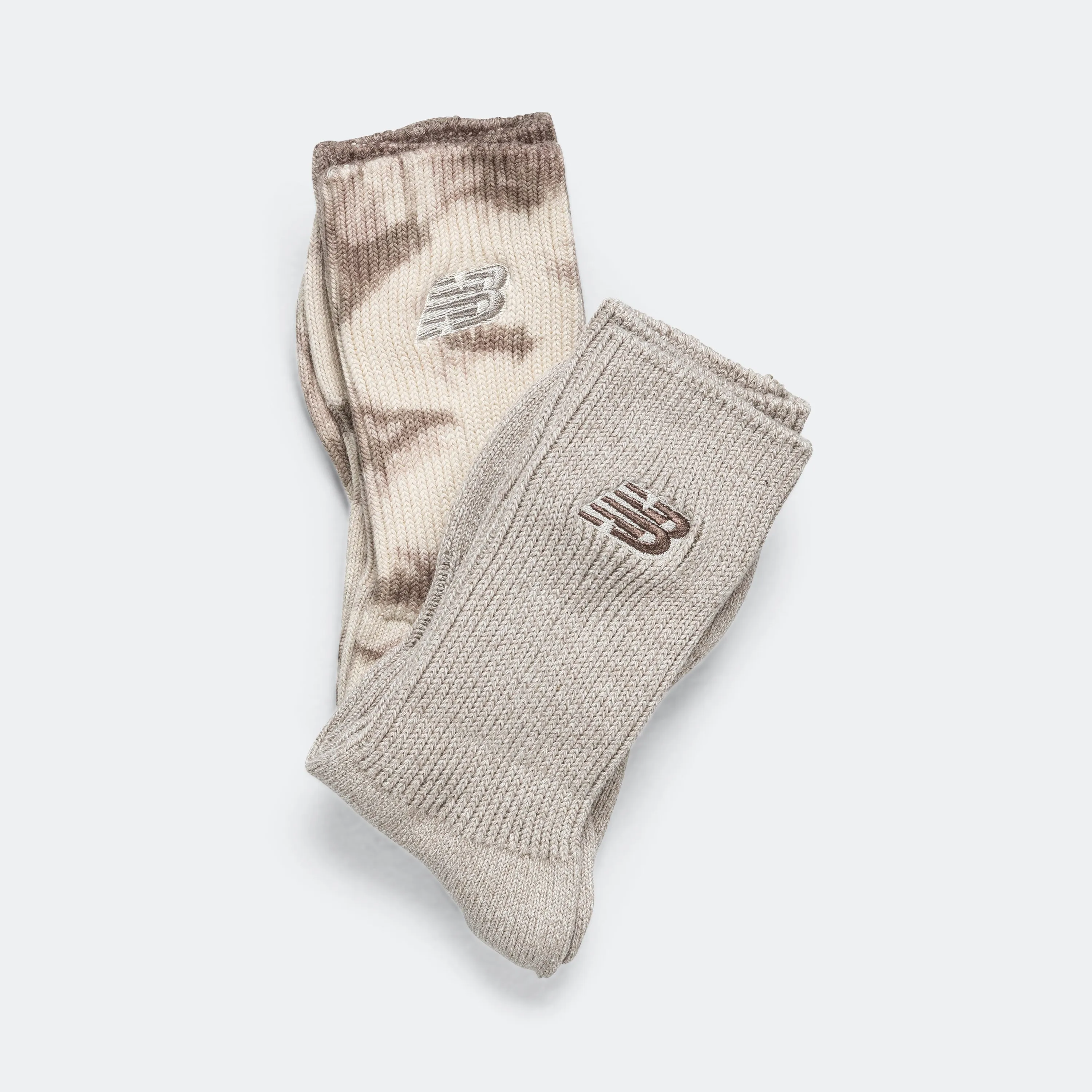 Ribbed Cuff Mid Calf Socks 2 Pack - Grey
