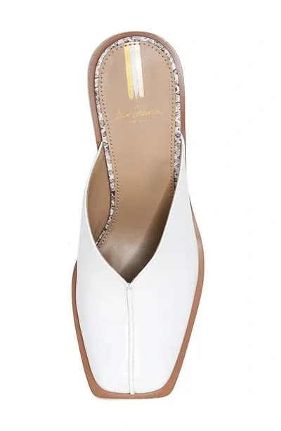 Sam Edelman Everly Bright White Slip On Squared Toe Spool Heeled Dress Pumps