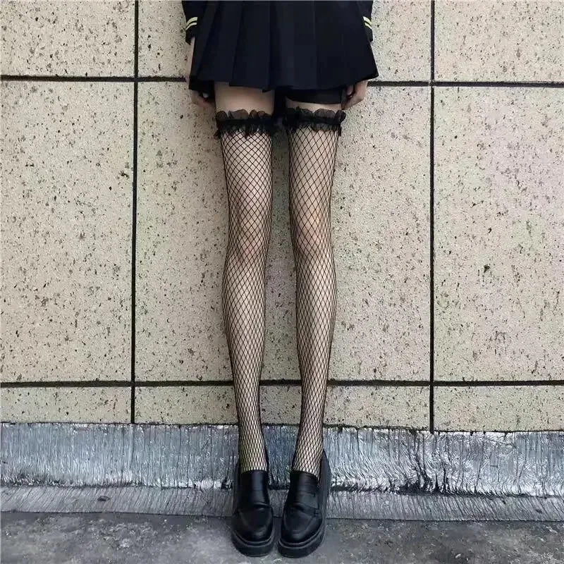 Sexy Fishnet Thigh High Stockings - Gothic Lolita Style
