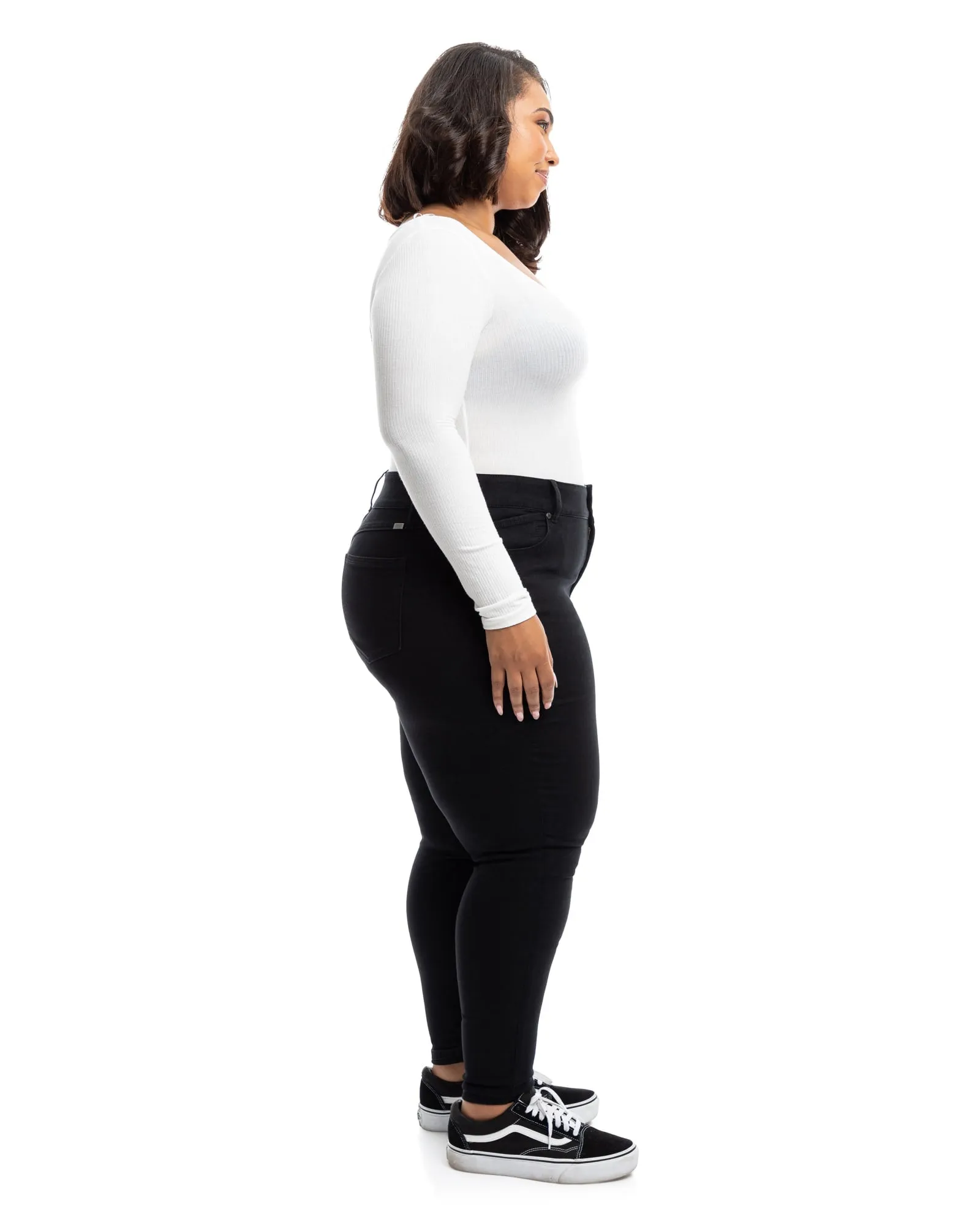Shannon Double Button Skinny Jean | Black