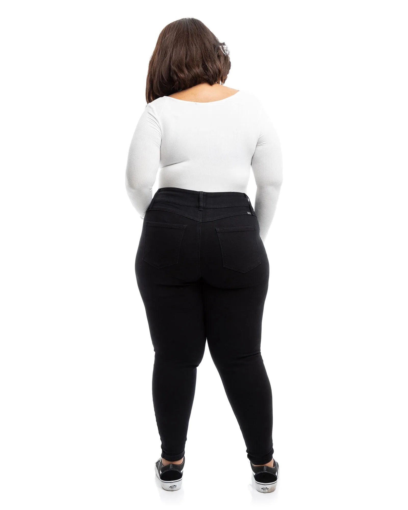 Shannon Double Button Skinny Jean | Black