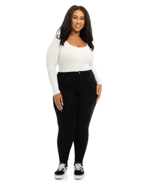 Shannon Double Button Skinny Jean | Black
