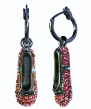 Silver Ballet Slippers and Pink Rhinestone Earrings