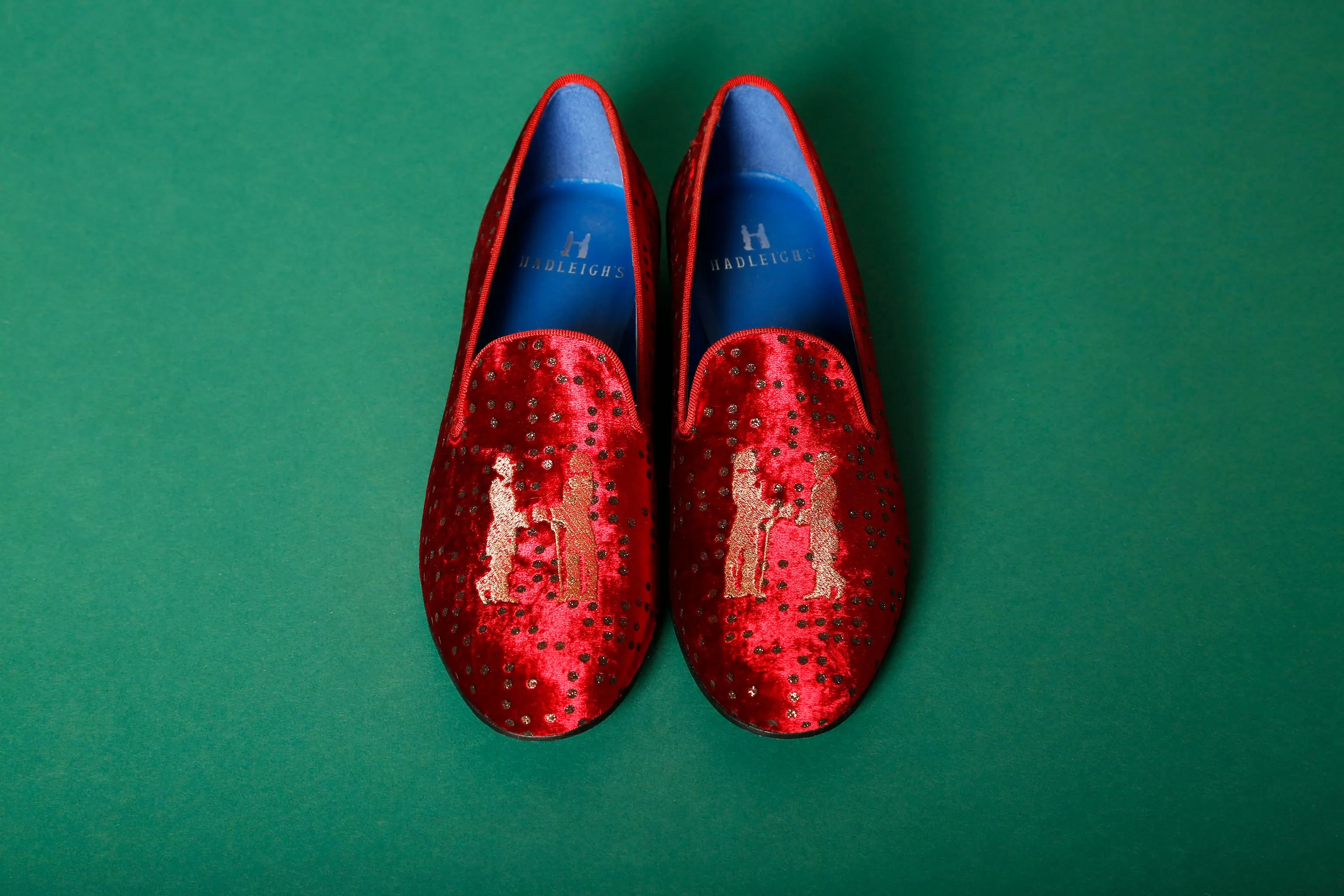 Slipper in Red Sparkle with Gold Logo