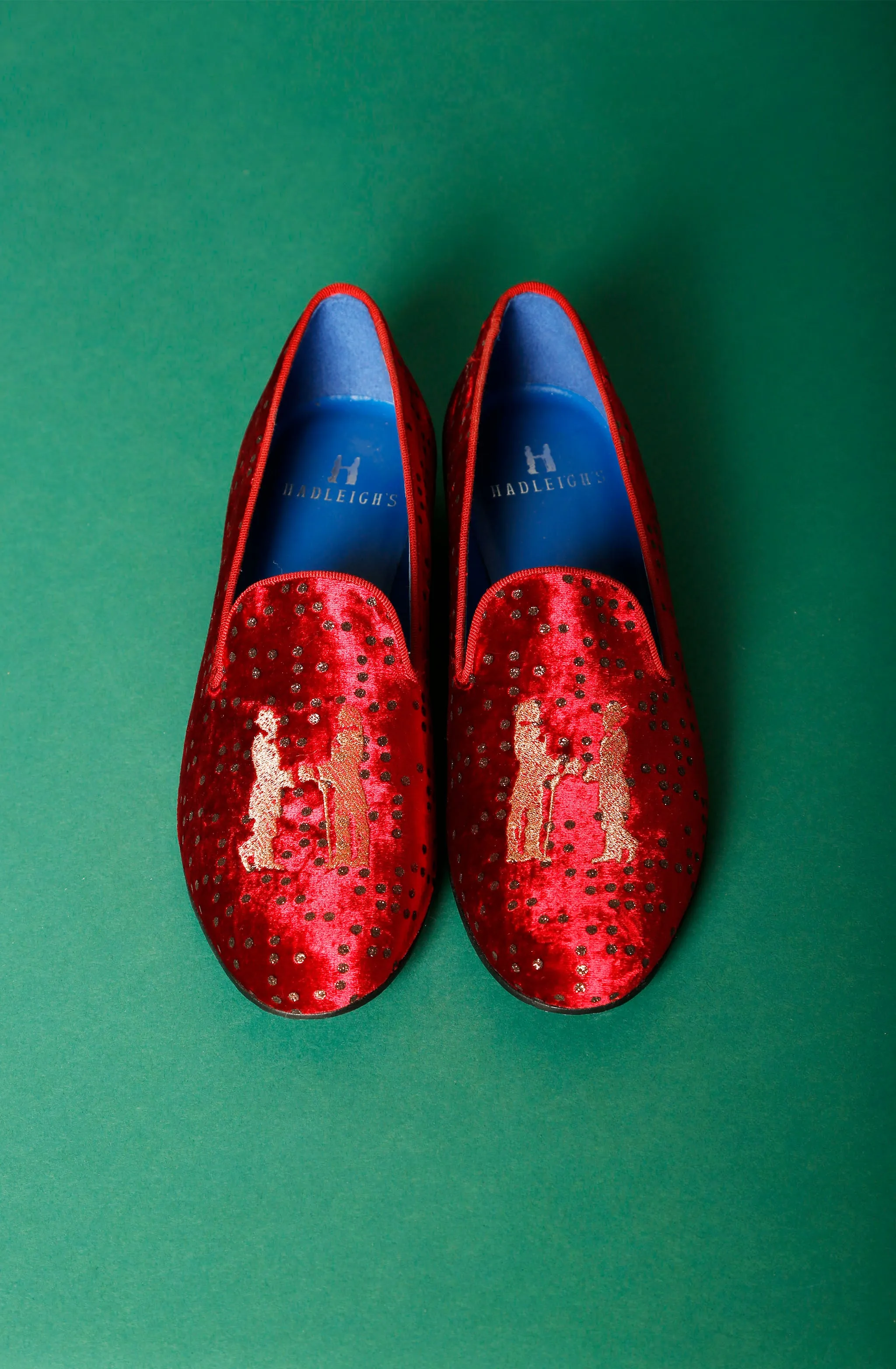 Slipper in Red Sparkle with Gold Logo