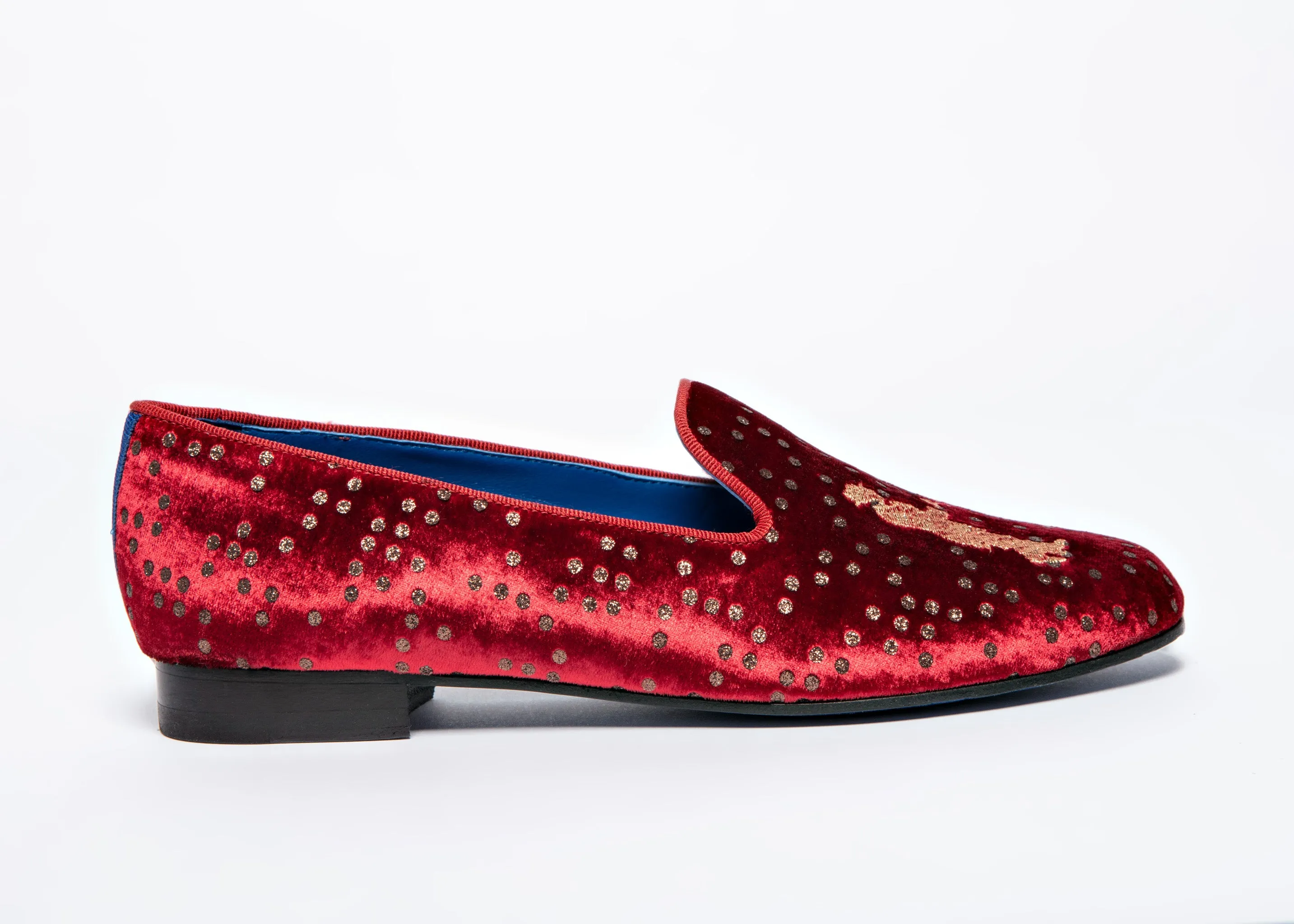 Slipper in Red Sparkle with Gold Logo