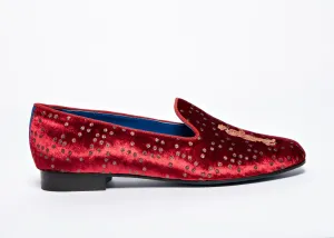 Slipper in Red Sparkle with Gold Logo