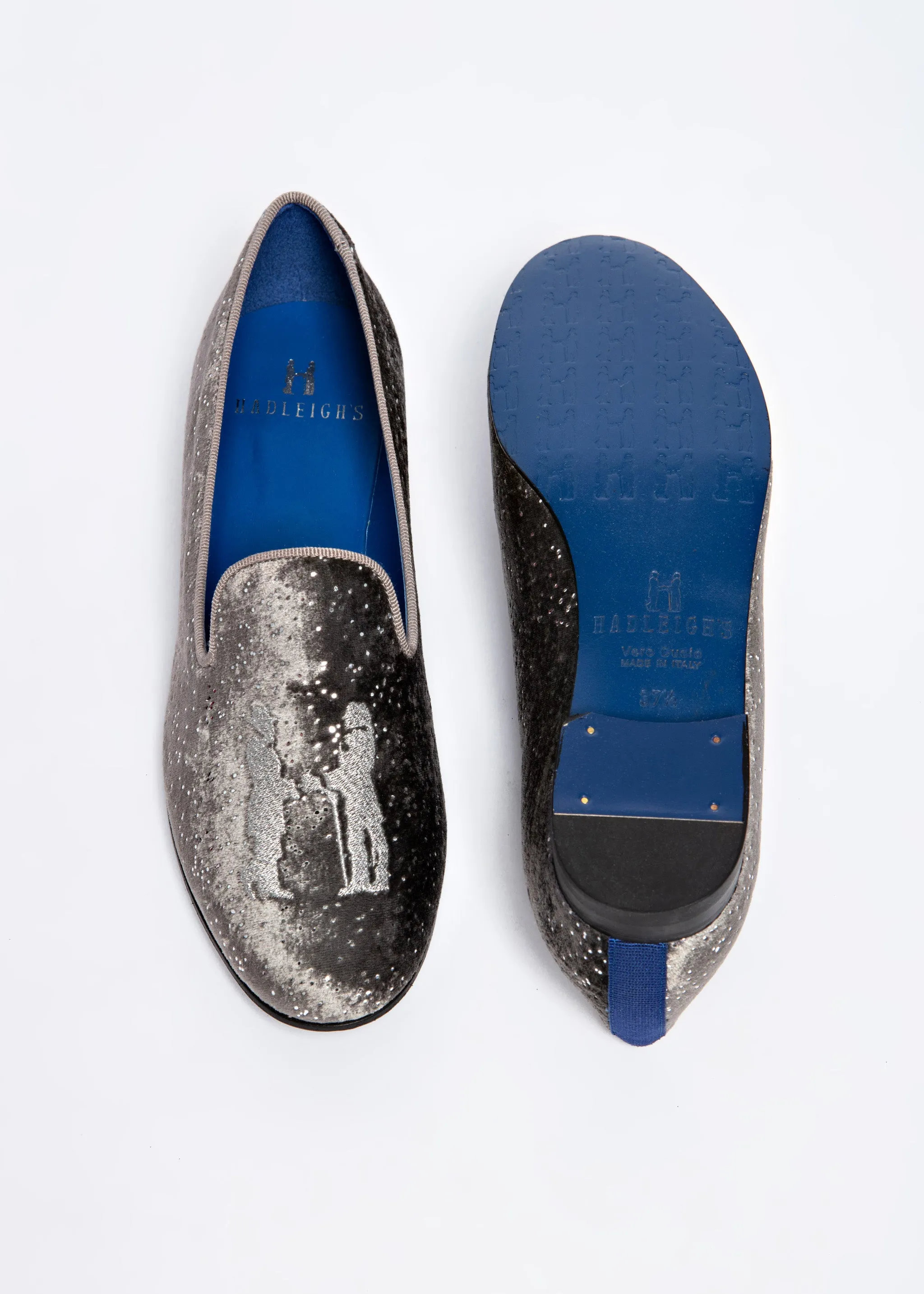 Slipper in Silver Sparkle with Silver Logo