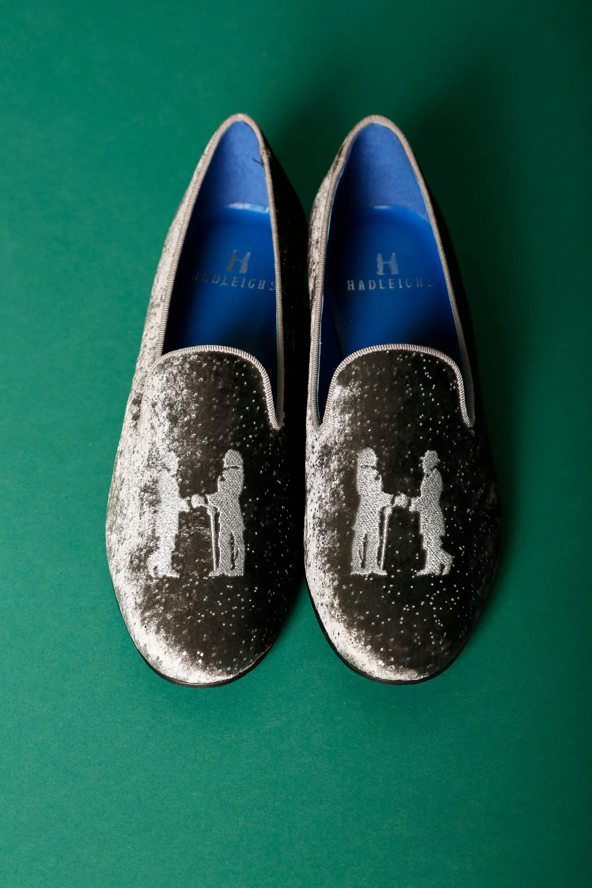 Slipper in Silver Sparkle with Silver Logo