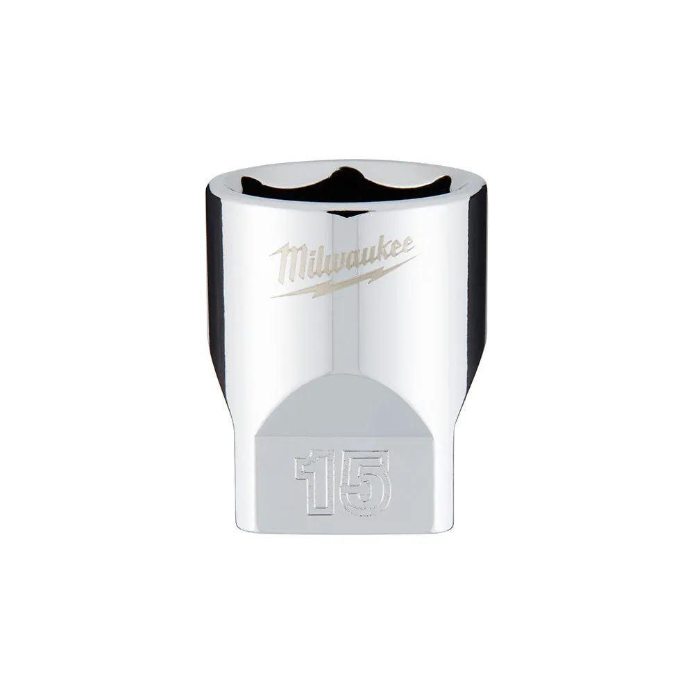 Socket - Milwaukee 1/4 in. Drive 15mm Metric 6-Point Socket, 45-34-9041