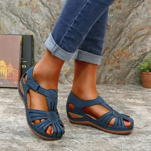 Summer new leather Baotou hook and loop women sandals