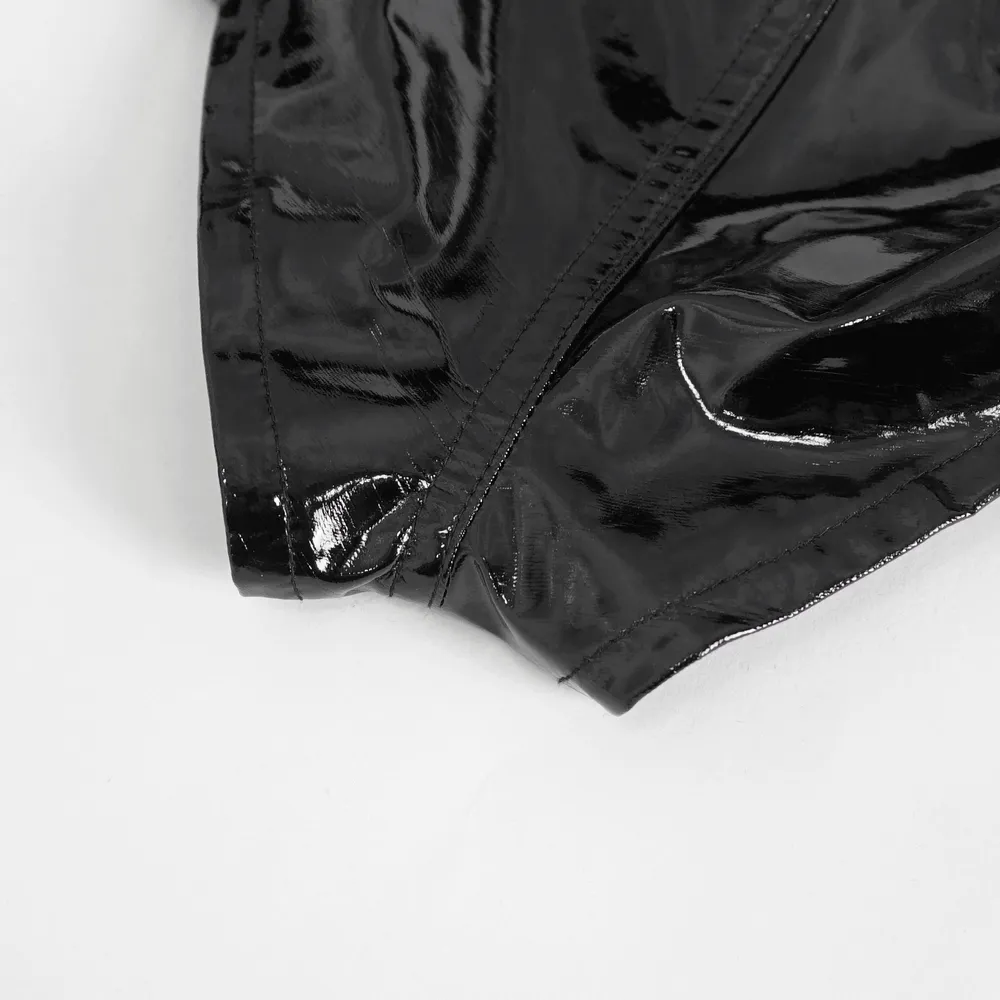 US SALE of Women's High-Waisted Faux Leather Shorts with Buckles