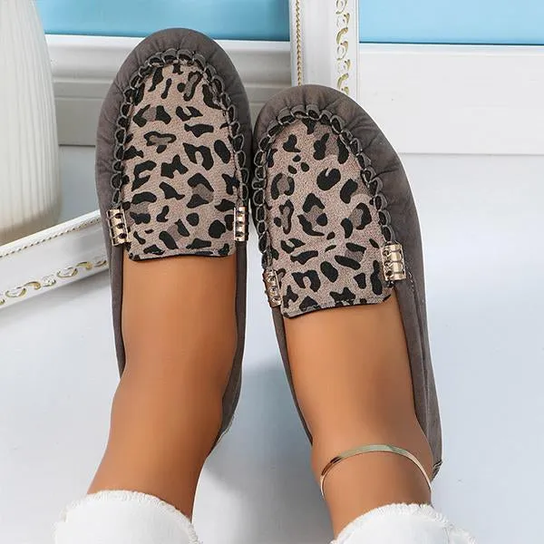 Women's Leopard Print Flat Casual Beanie Shoes 14021070S