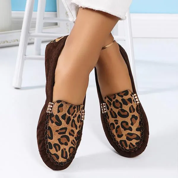 Women's Leopard Print Flat Casual Beanie Shoes 14021070S