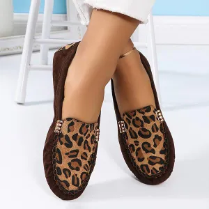 Women's Leopard Print Flat Casual Beanie Shoes 14021070S