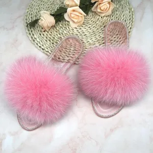 Women's Plush Fox Fur Slippers