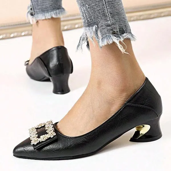 Women's Stylish Rhinestone Square Embellished Pumps 79122645S