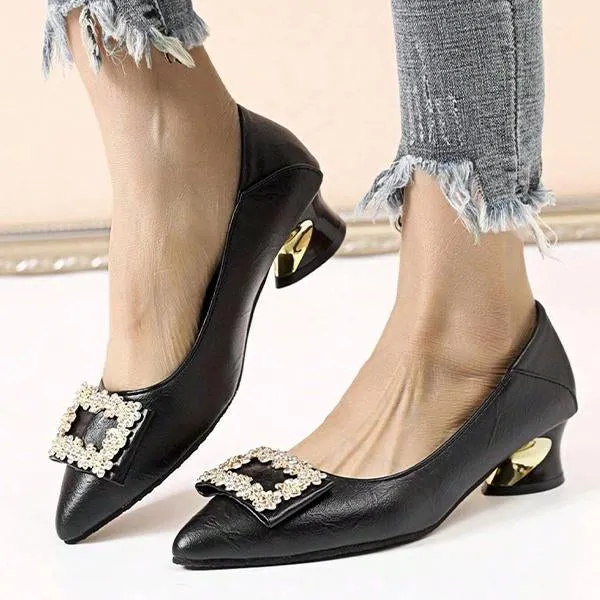 Women's Stylish Rhinestone Square Embellished Pumps 79122645S