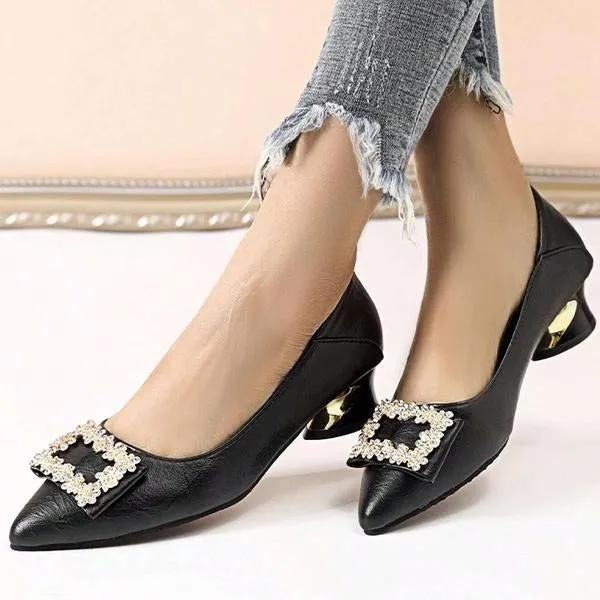 Women's Stylish Rhinestone Square Embellished Pumps 79122645S