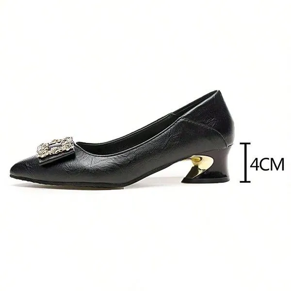 Women's Stylish Rhinestone Square Embellished Pumps 79122645S