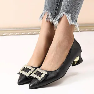 Women's Stylish Rhinestone Square Embellished Pumps 79122645S