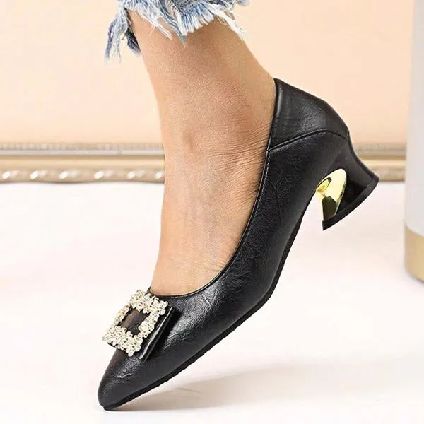 Women's Stylish Rhinestone Square Embellished Pumps 79122645S