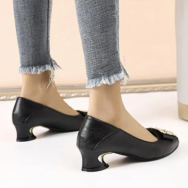 Women's Stylish Rhinestone Square Embellished Pumps 79122645S